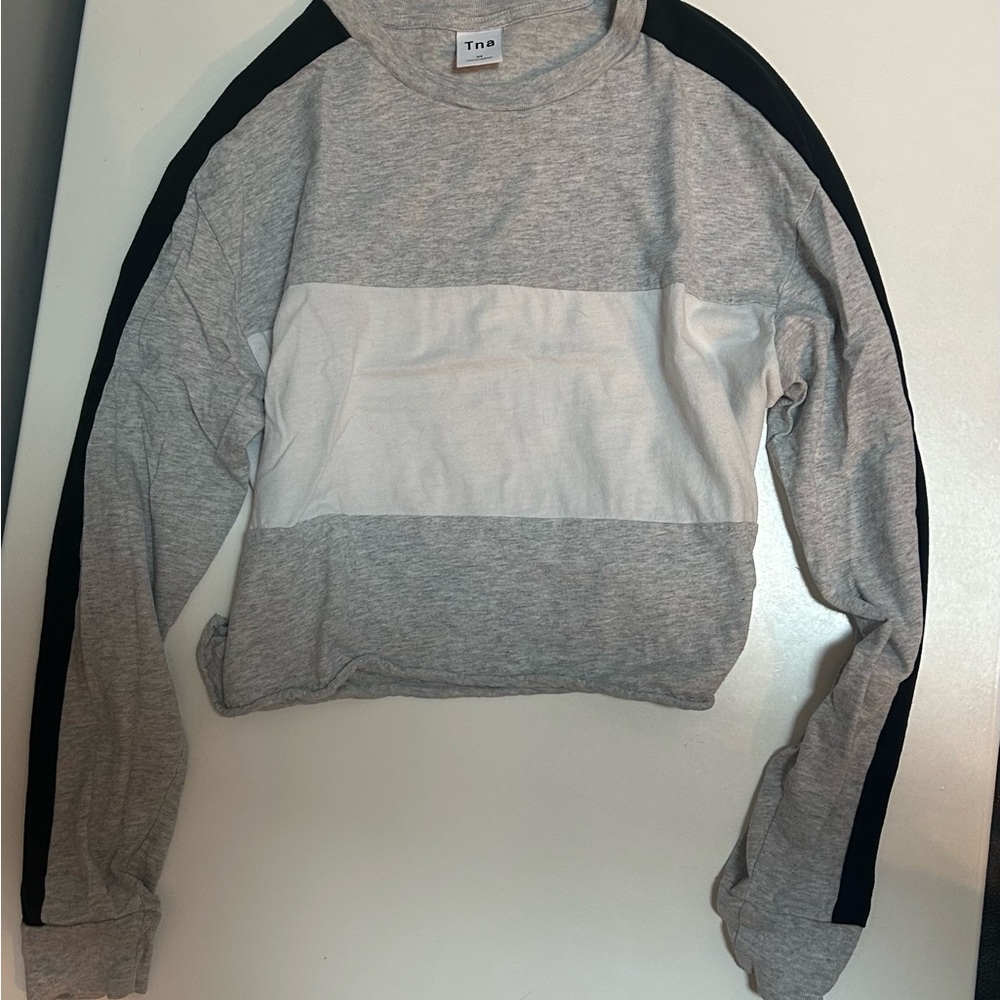 TNA Gray and White Colorblock shirt